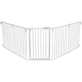 Hundeschutz mit Tür, 5-teilig, 62,5-300 x 76,5 cm, lackierter Metall